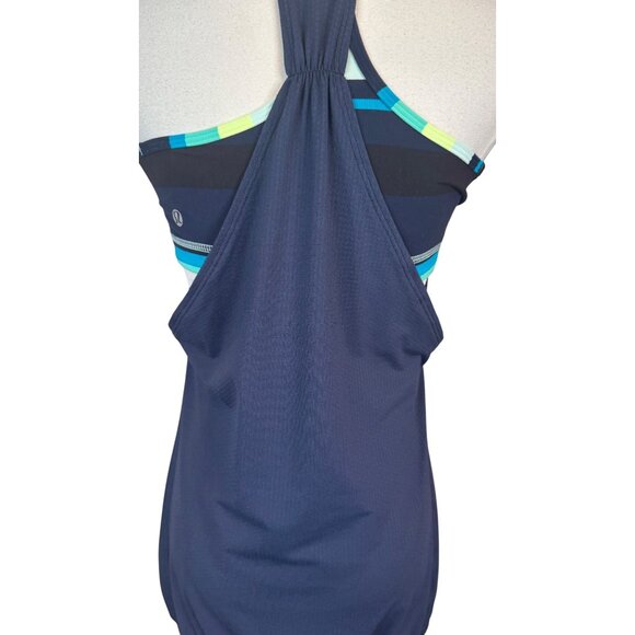 NWT Lululemon Size 8 No Limits Tank Top Navy Built-In Bra & Striped Back Detail - Picture 11 of 16